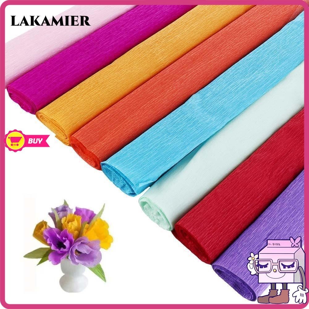 Lakamier กระดาษห่อช่อดอกไม้ กระดาษย่น แบบหนา แฮนด์เมด DIY