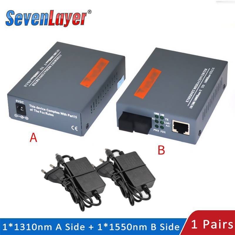 Gigabit Fiber Optical Media Converter HTB-GS-03 A&amp;B 1000Mbps Single Mode Single Fiber SC Port External Power Supply