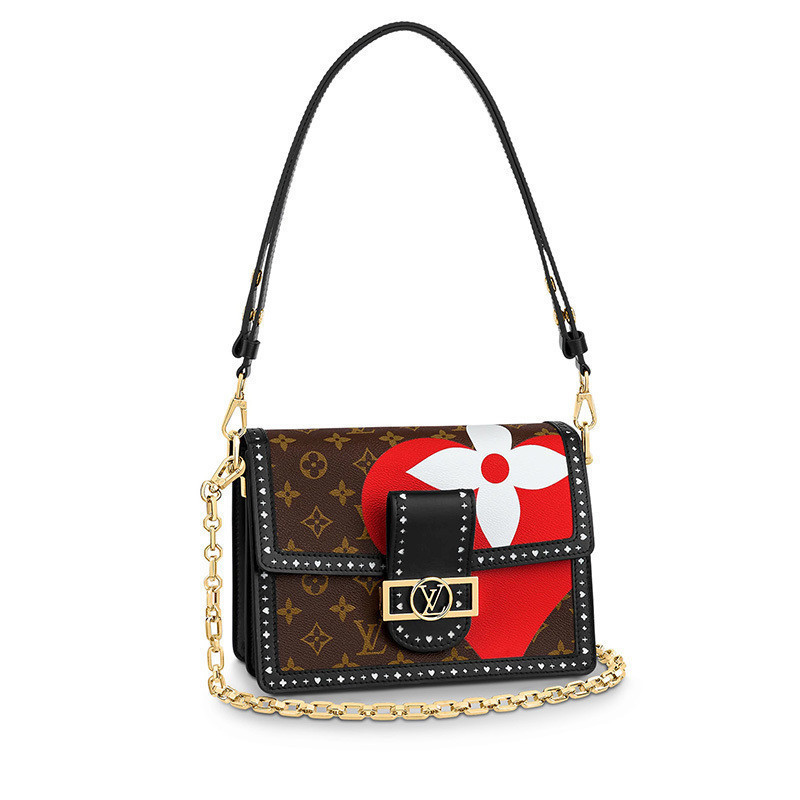 Louis Vuitton LV Women 's Bag DAUPHINE Card Print Medium Shoulder Chain Bag M57448