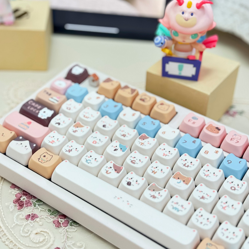 Pbt Dye Sublimation Sea Salt Meow Key Hat รูปแมว MAO ความสูงน ่ ารักการ ์ ตูนปรับให ้ เข ้ ากับ 61/63/64/67/68/71/75/78/8/8/8487/96/100/104/108