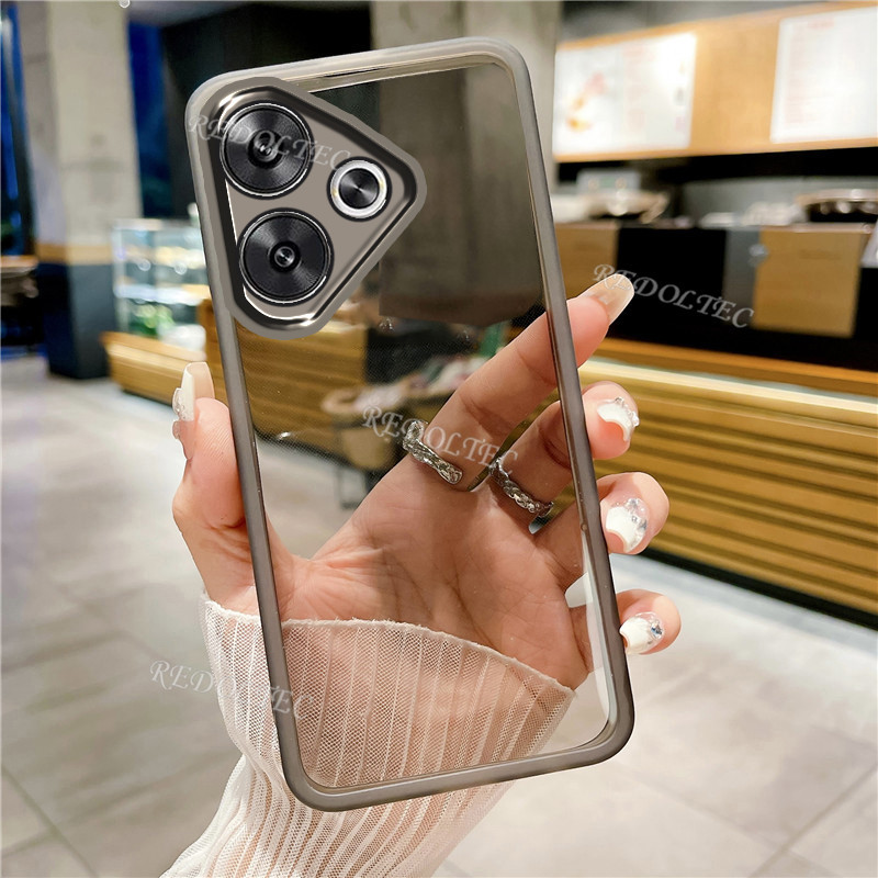 เคส Xiaomi POCO F6 ใหม่สีบริสุทธิ์บางปลอกใส Xiaomi POCOF6 POCO F 6 F6 กันกระแทกฝาครอบโทรศัพท์ใสนุ่มพร้อมตัวป้องกันกล้องเลนส์เต็ม
