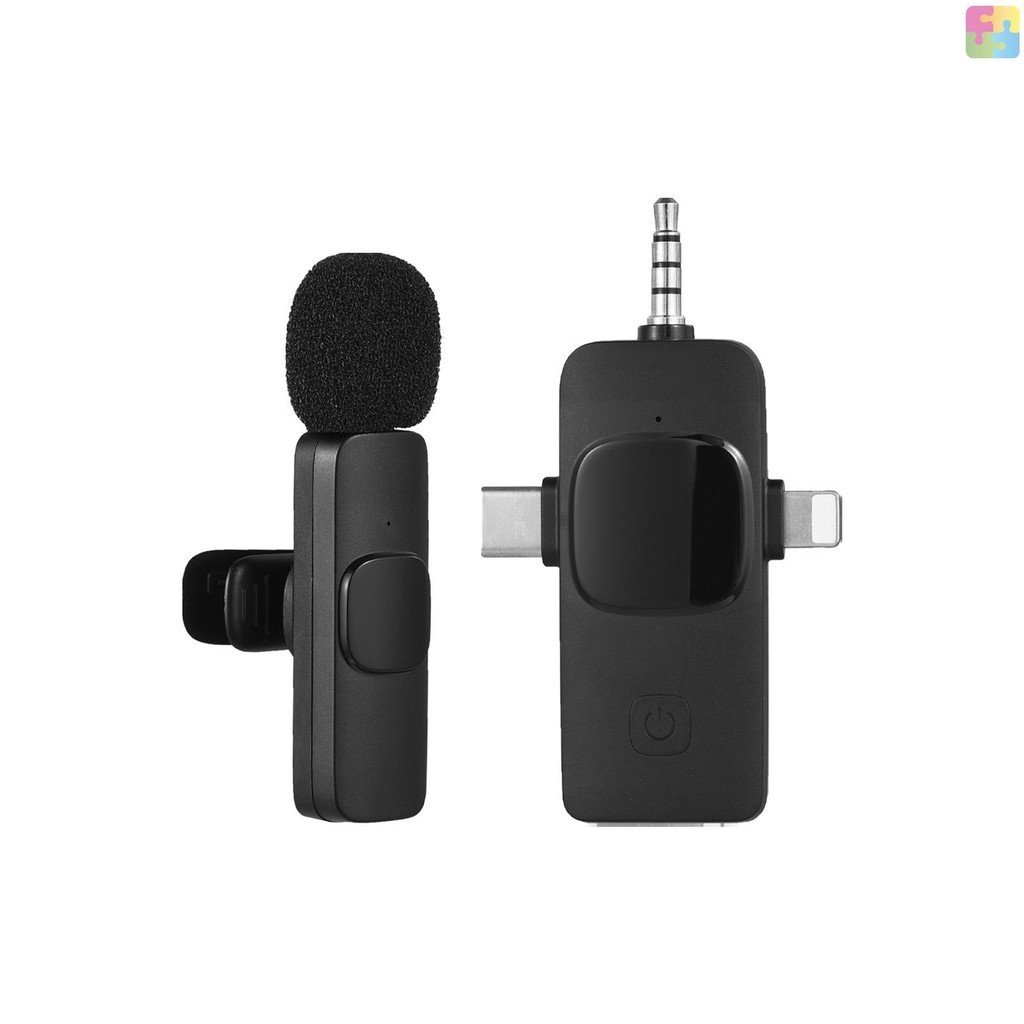 [nice ] 3-in-1 Wireless Collar Clip Microphone Clip-on Microphone Mic Transmitter and Receiver with Clip Portable ชาร ์ จ Mi