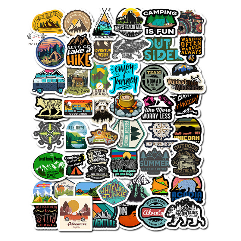 {maybest} 50 ชิ้น Camping Landscape Sticker Outdoor Adventure Suitcase Laptop Guitar Sticker {TH}