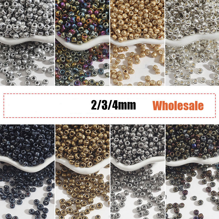 2/3/4mm 1 Pack DIY เครื ่ องประดับอุปกรณ ์ เสริมอะคริลิคหลวมลูกปัด Handmade สีโลหะ