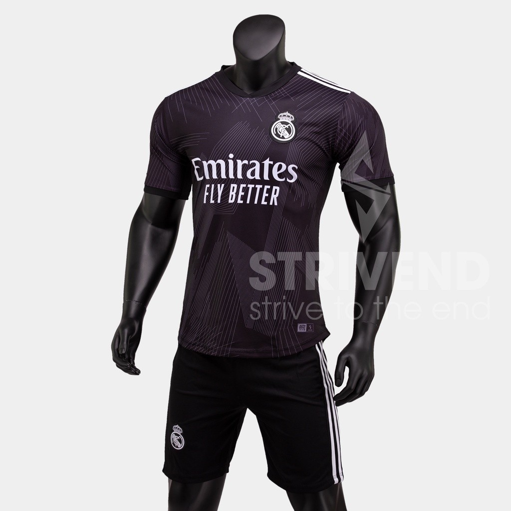 เสื้อฟุตบอล Real Y3 Club สีดํา SS22 ผ้างาเพชร Strivend คุณภาพสูง