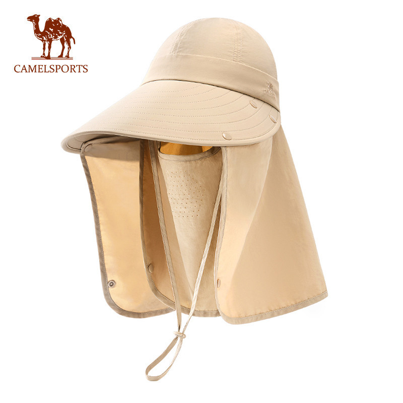 CAMEL SPORTS กลางแจ ้ ง Full Face Sun Protection หมวกผู ้ หญิง Four-In-One ที ่ ถอดออกได ้ ชาวประมงและคอแบบบูรณาการเดินป ่ า
