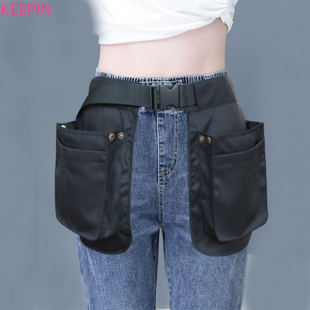 Keepin เอว Pack, Multi-functional Multi-pocket Apron Belt Bag, สวมใส ่ สีดําปรับแบบพกพา Fanny Pack Mountaineering