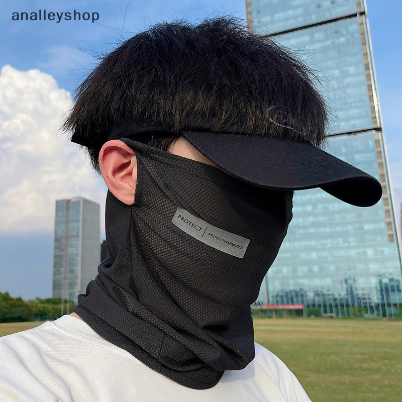 [Analleyshop] ฤดูร้อนน้ําแข็งผ้าไหมหน้ากากสําหรับผู้ชายผู้หญิงขี่จักรยานกลางแจ้งใบหน้าปกสีทึบคอห่อป้องกันรังสียูวีหูผ้าพันคอ