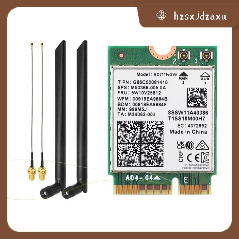 hzsxjdzaxuAX211NGW Wifi 6E Tri Band 2.4G/5G/6Ghz เครือข่ายไร้สาย Wifi การ์ดบลูทูธ 5.3 AX211 M.2 CNVi