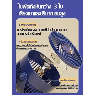 พัดลมพกพา 12000mAh มีแบตในตัว ปรับได้ 5 เกียร์ ชาร์จ USB ลมแรงสุดๆไร้เสียงรบกวน พับเก็บได้ ไฟกลางคืน แฟนคลิป