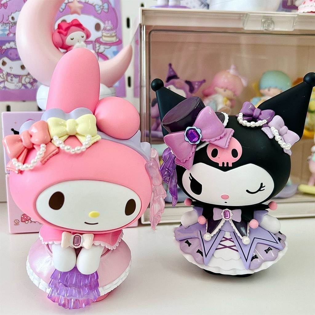 Sanrio Rose Flower Club Series Kuromi Melody รูปน่ารัก 15 ซม.เครื่องประดับตั้งโต๊ะไม่แท้ (ไม่มีการ์ด)