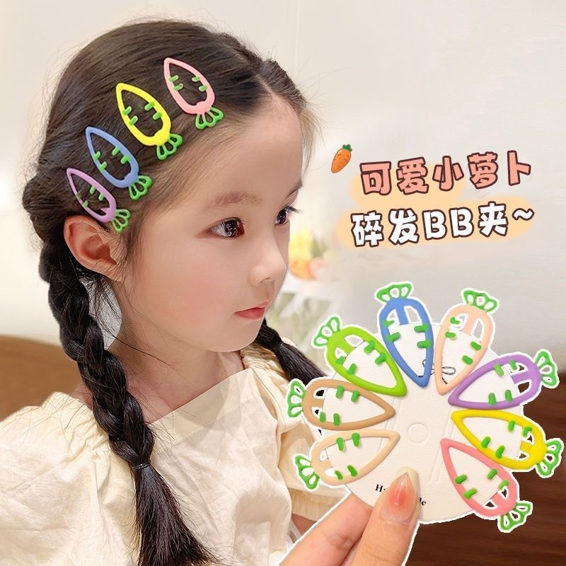 เด ็ กสีลูกกวาดแครอทผม Pin สาวน ่ ารัก Bangs คลิปอุปกรณ ์ เสริมผมสําหรับผู ้ หญิง