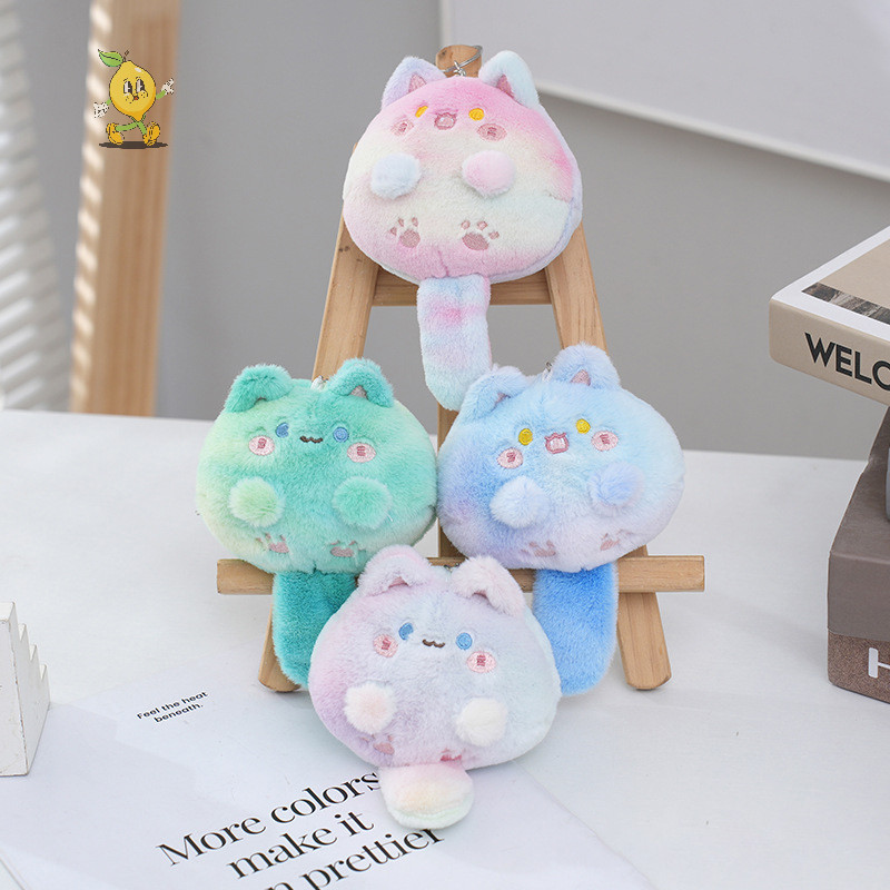 [mozh] น่ารักการ์ตูนสัตว์ที่มีสีสันพวงกุญแจตุ๊กตานุ่มยัดไส้แมวขนาดเล็กจี้ตุ๊กตากระเป๋าของเล่น Ch ตกแต่งสําหรับของขวัญเด็ก [TH]