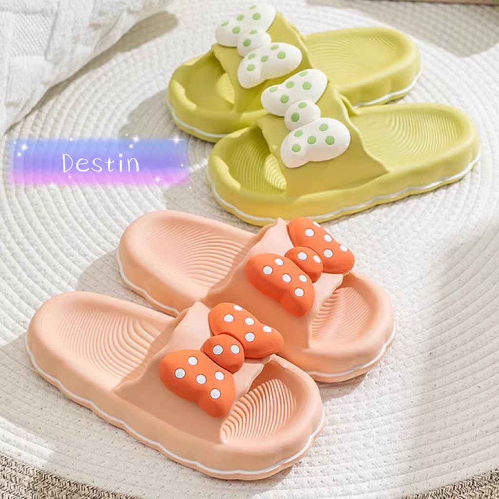 Destin พร้อมส่งจากไทย (LT-OW)รองเท้าแตะแบบสวมประดับโบว์ ใส่ไปได้ทุกที่ ต้องมีนะ