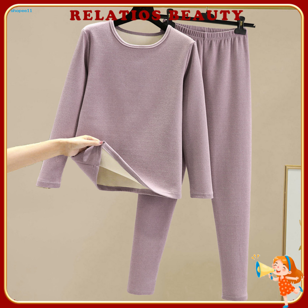 ชุดนอนฤดูหนาว Cozy Warm Plush กางเกงเอวยางยืด สําหรับอากาศหนาว Homewear ชุดชั้นในความร้อน