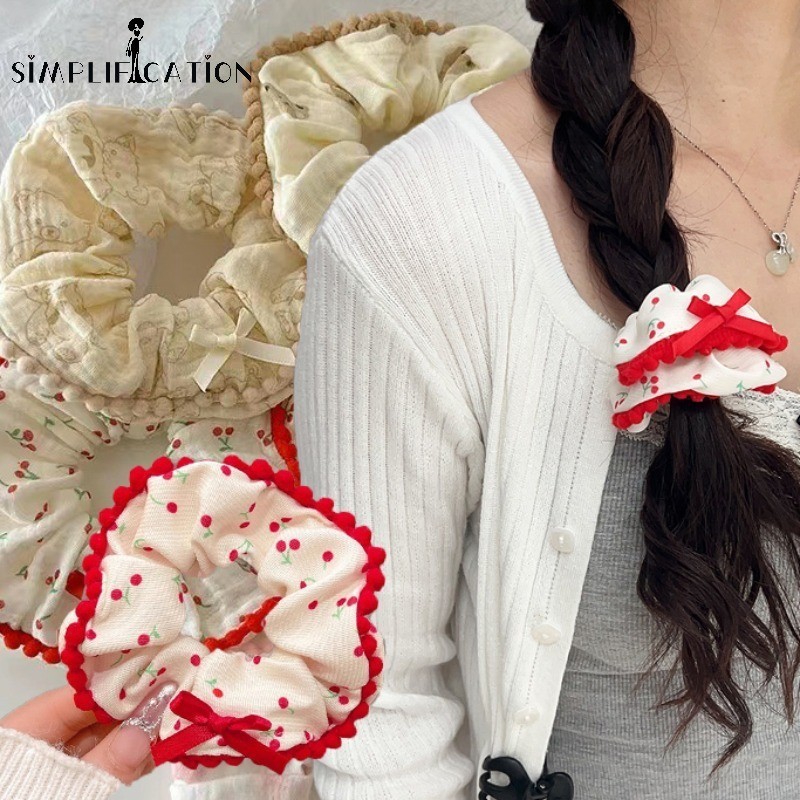 1 PC แฟชั่น Bow Knot Lace Scrunchies - สําหรับสาว Simple Elegant Bow ขนาดใหญ่ Scrunchies - ยืดหยุ่นผมหางม้าเชือกผมอุปกรณ์เสริมผม
