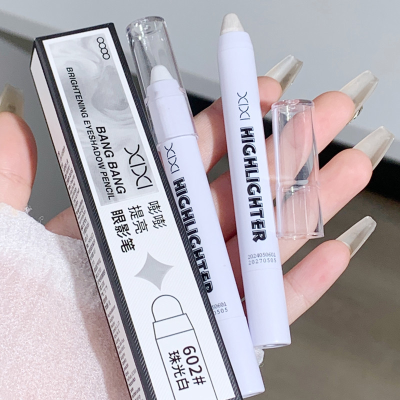 Xixi อายแชโดว์โกหก Silkworm Highlighter ปากกาตาแต่งหน้า Matte White Pearl High-gloss Brightening Glitter อายแชโดว์ Stick