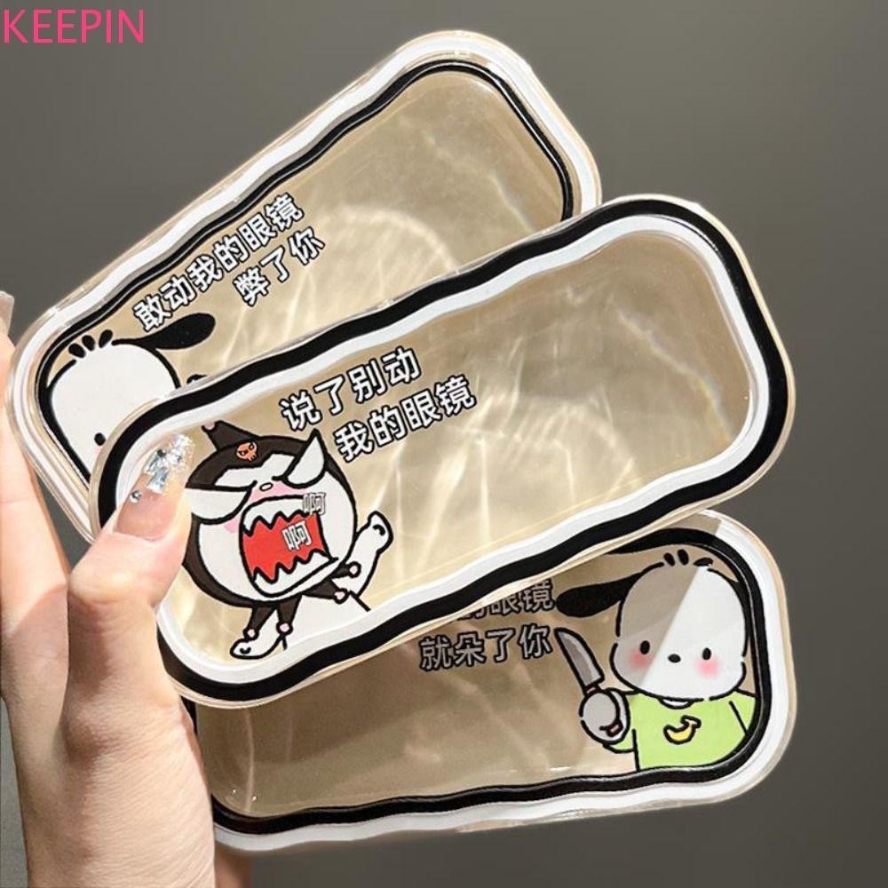 กล่องแว่นกันแดดลายการ์ตูน KEEPIN, กล่องใส่แว่นตาหมีสตรอเบอร์รี่ Pochacco, น่ารัก SpongeBob โปร่งใสป้องกันรอยขีดข่วนที่ใส่แว่นตาหญิง/ชาย