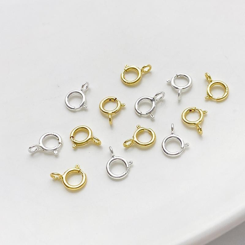 S925 เงินสเตอร์ลิงฤดูใบไม้ผลิหัวเข็มขัด 14K Gold Lobster Buckle Handmade diy สร้อยข้อมือลูกปัดสร้อยคอ Ending Link Buckle วัสดุ