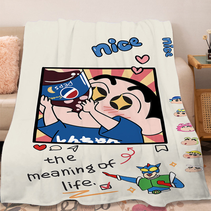 ผ้าห่มขนแกะ A-Crayon Shin-chans โซฟาฤดูหนาวปุยผ้าห่มนุ่มผ้าปูที่นอนอุ่นเข่าเตียง Camping Custom ตกแต่ง Nap ผ้าห่ม
