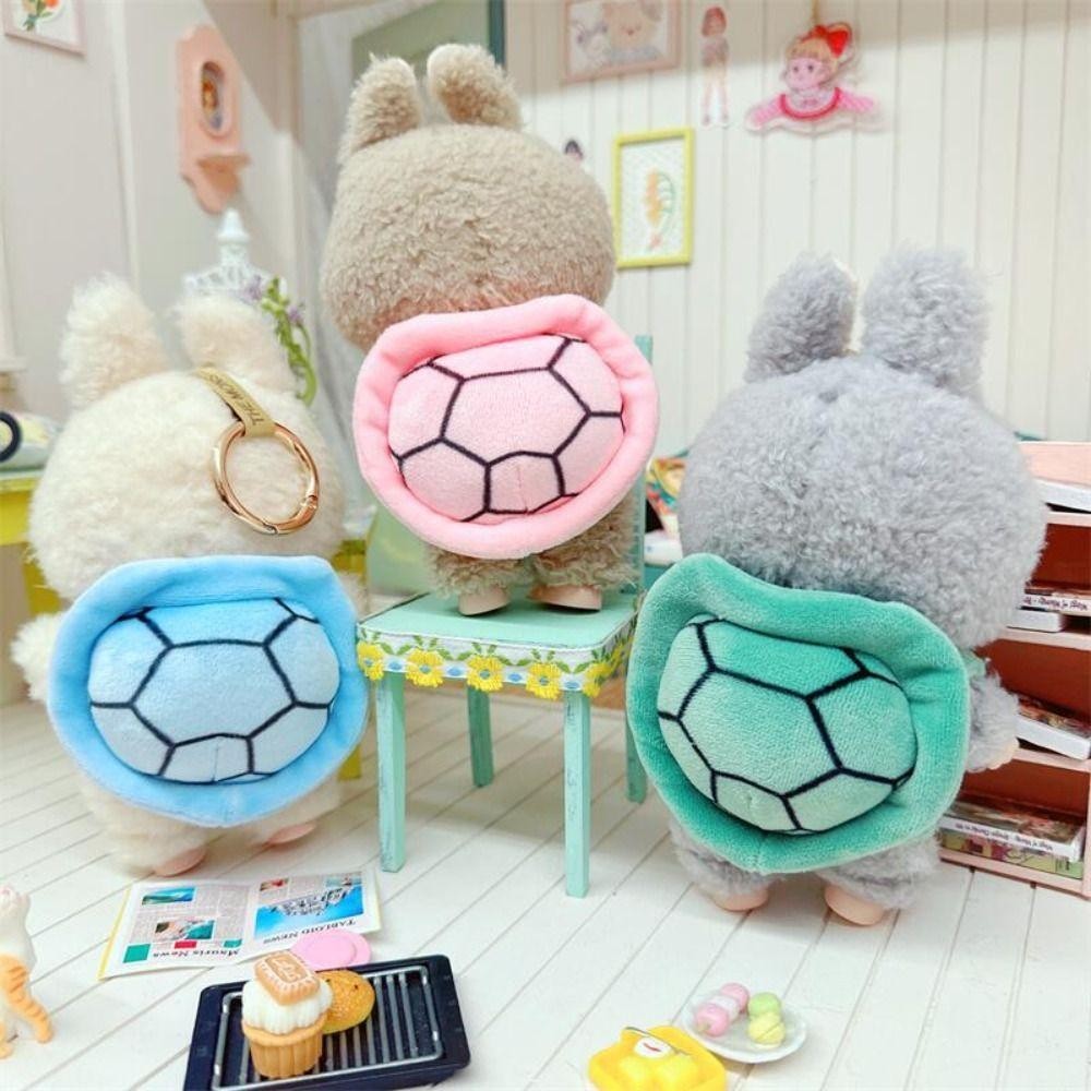 Aophekm Labubu เสื้อผ้า, 17 ซม.การ์ตูนเต่าตุ๊กตาเต่าชุดนอน,ของขวัญสีเขียวสีชมพูสีฟ้าชุดลําลองตลก Miniature Crawling ชุดตุ๊กตาไอดอล