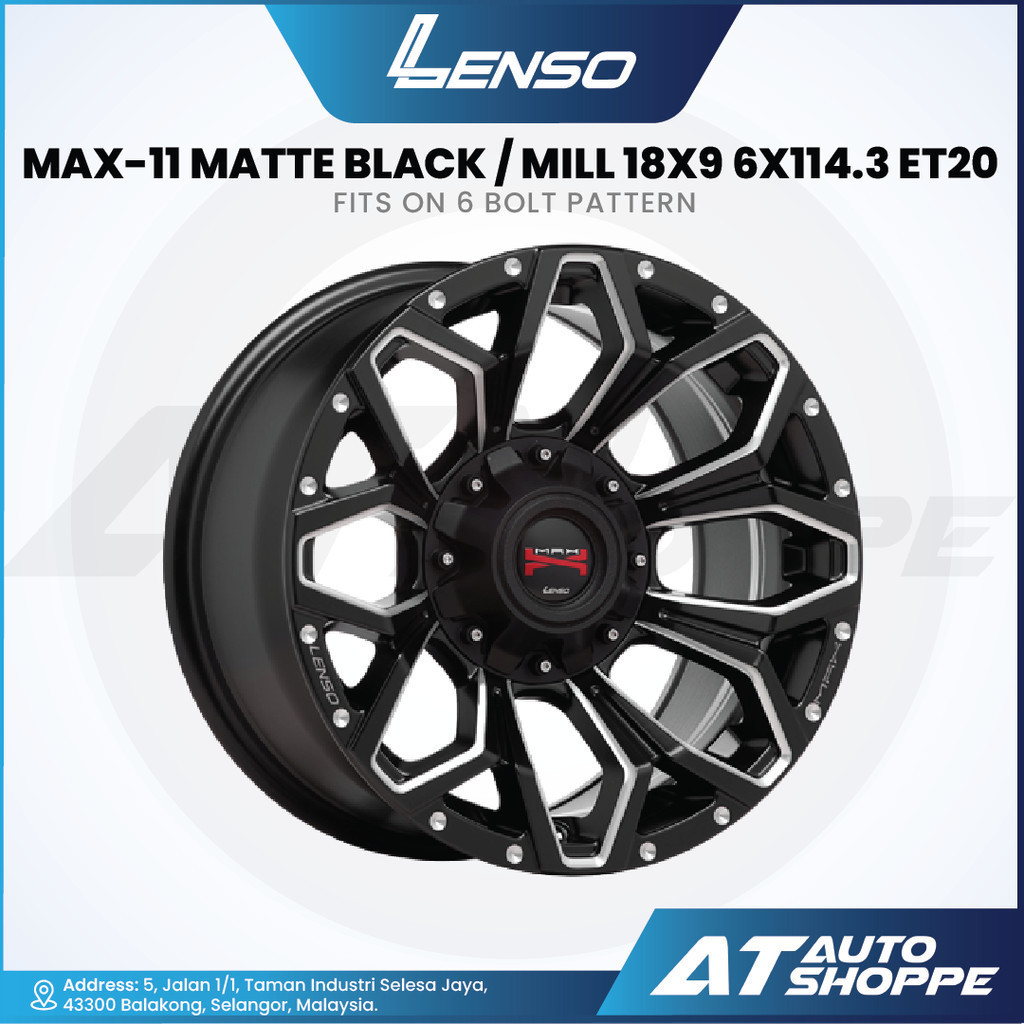 Lenso Max-11 - สีดําด้าน / Mill 18x9 ET20 6x114.3 (1 ชิ้น)