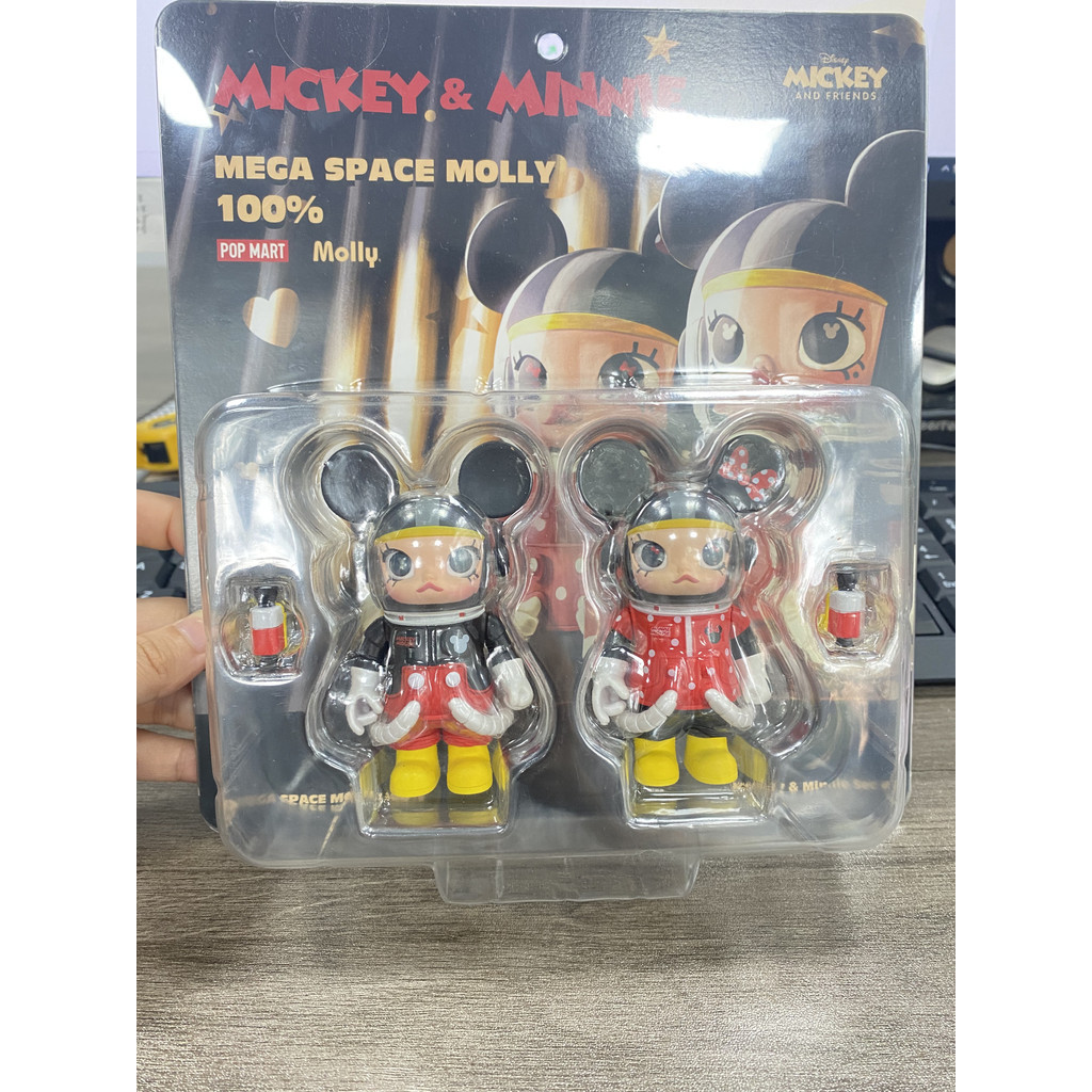 【พร้อมส่ง】molly space 100% มอลลี่ MEGA SPACE MOLLY 100% MICKEY&MINNIE [แท้]POPMART