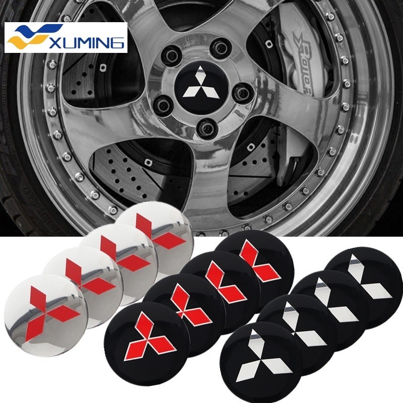 4 ชิ้น 60 มิลลิเมตรรถศูนย์ล้อขอบ Hub Caps ฝาครอบ Trim Hubcaps 56 มิลลิเมตรโลโก้สัญลักษณ์ป้ายสติกเกอร์รูปลอกสําหรับ Mitsubishi Mirage G4 Galant Lancer ASX Outlander Montero Sport Xpander Cross