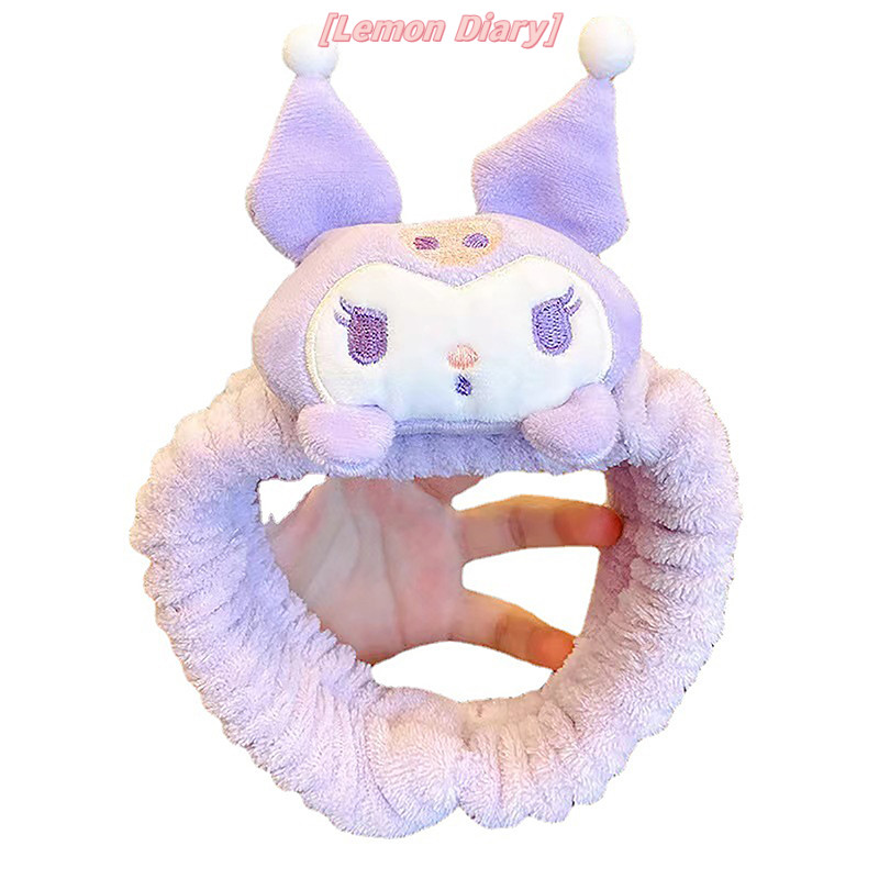 แอลดี| แฟชั่น Kawaii การ์ตูน Cinnamoroll My Melody Kuromi Plushie โบว์อะนิเมะน่ารักแต่งหน้าล้างแหวนผมอุปกรณ์เสริมผมของขวัญใหม่