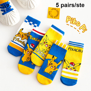 5คู่ ปิกาจู ถุงเท้าสําหรับชายหญิงโปเกมอนอะนิเมะตัวเลขการ์ตูน…