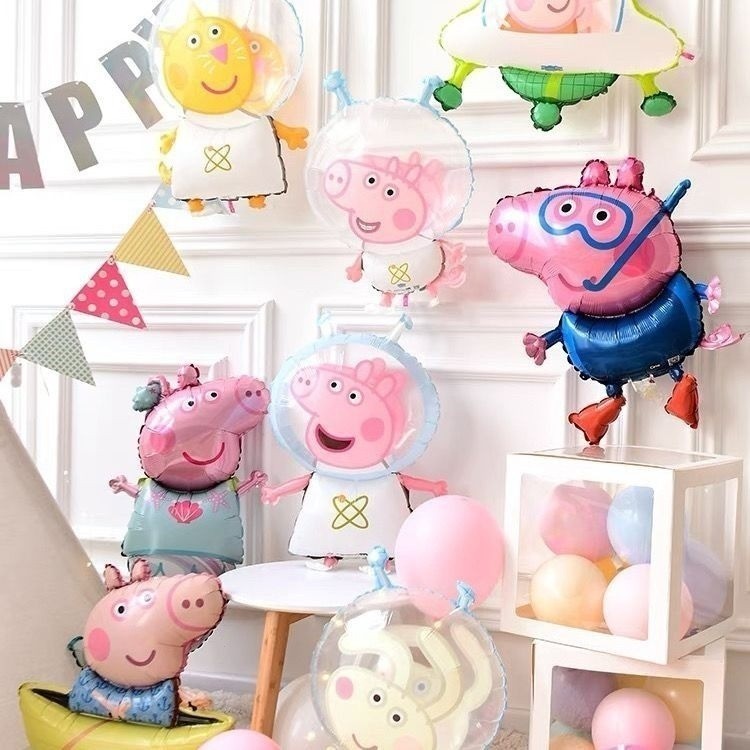 ลูกโป่งปาร์ตี้ Peppa Pig George Daddy Mommy Pig รูปทรงวันเกิด 1DCV