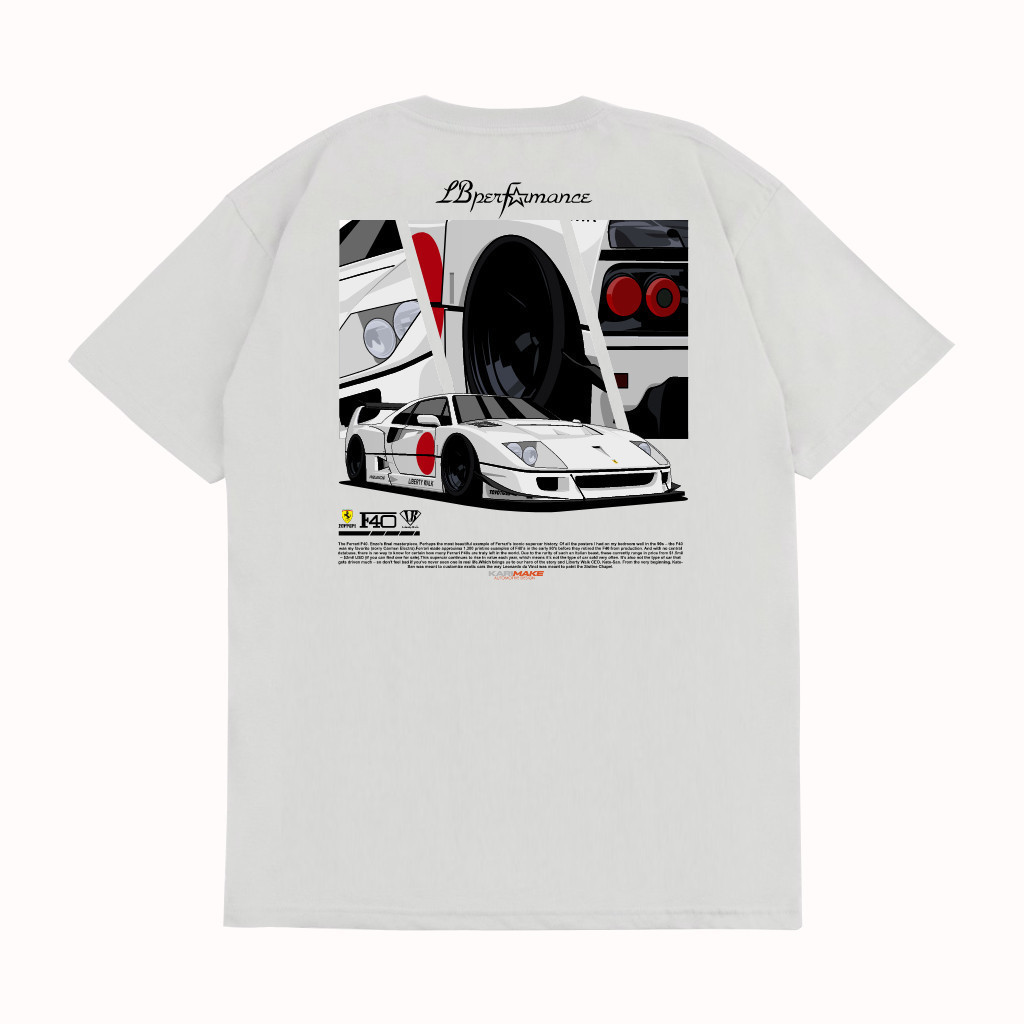 T-ShirtKatun Krmk Kaos T เสื้อเสื้อ Distro ชายหญิง Cool Unisex ผ้าฝ้ายหวี 24s FERRARI F40 LBWK LIBER