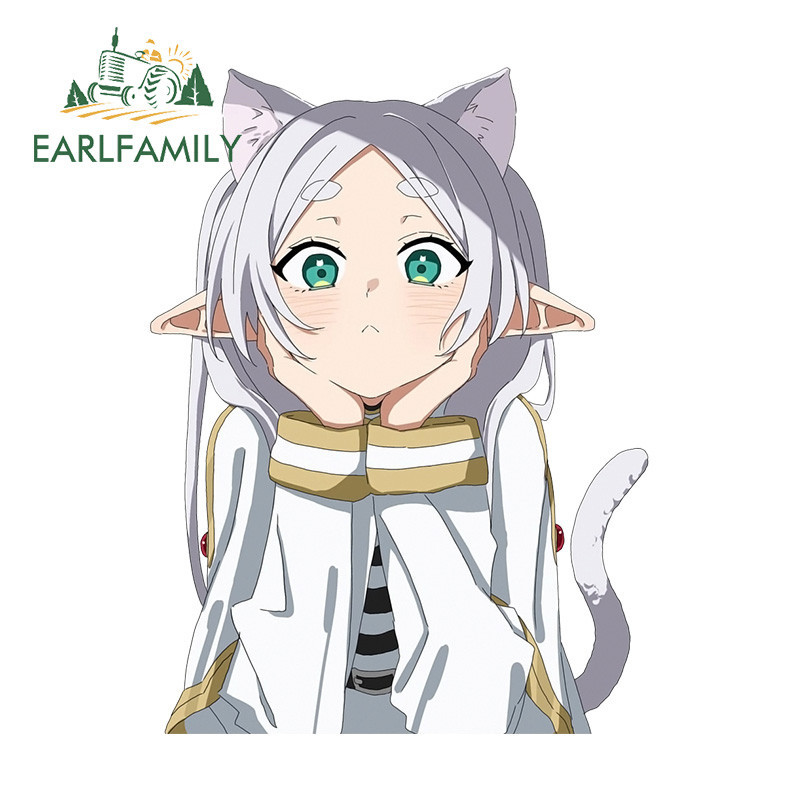 Earlfamily 13 ซม.x 9.7 ซม.Frieren อะนิเมะสาว Chibi Decal ไวนิล Scratch Proof น่ารักรถสติกเกอร์แล็ปท็อปด้านหลังกระจกตู้เย็นกราฟิกอัตโนมัติ