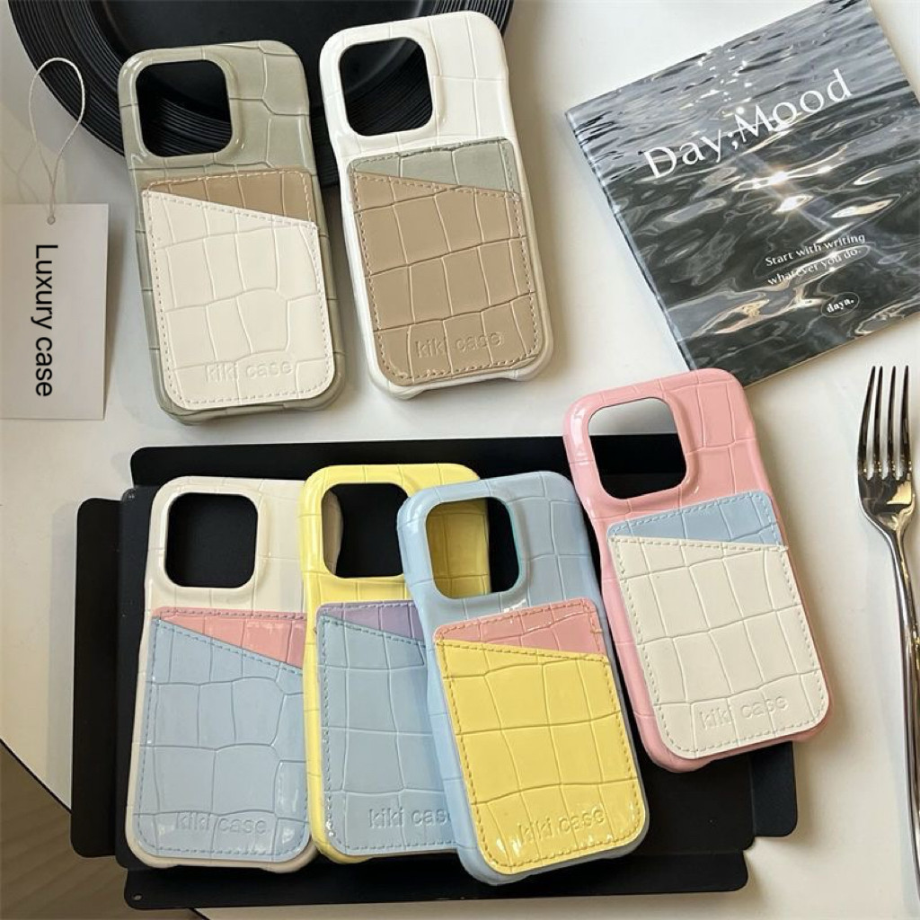 หนังจระเข้ใหม่ผู้ถือบัตรกรณี iPhone iPhone16promax 16pro 15promax 15pro 15 14promax 14pro 14 13promax 13pro 13 12promax 12pro เคส KIKI