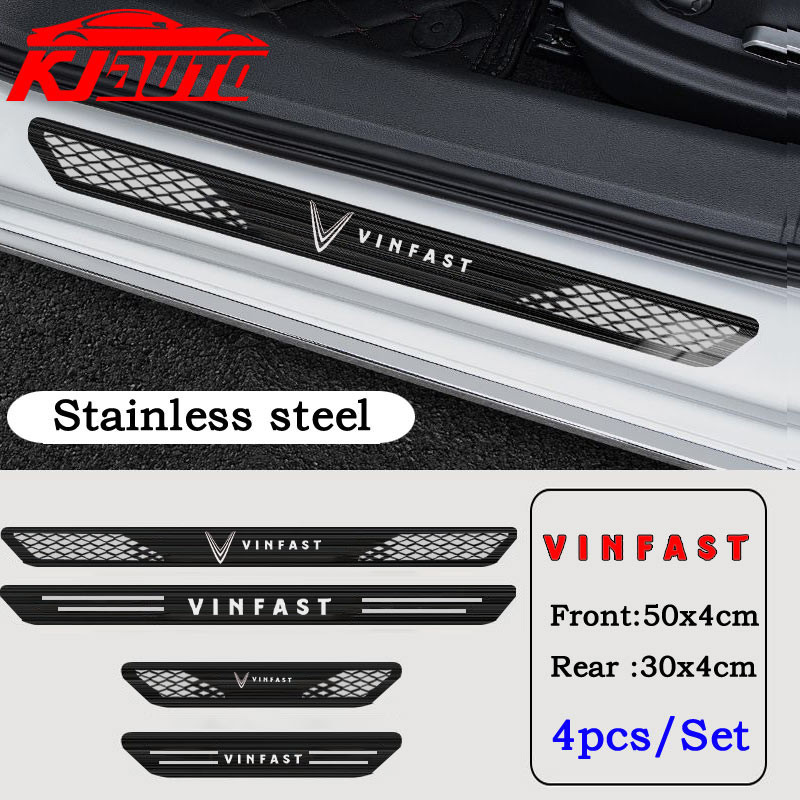 4pcs Vinfast รถสแตนเลสเกณฑ์แถบโลหะยินดีต้อนรับเหยียบตกแต่ง Auto จัดแต่งทรงผมสติกเกอร์สําหรับ Vinfast