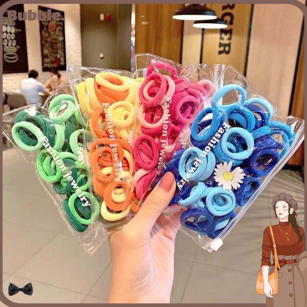 ฟอง 50ชิ้น/เซ็ตเชือกผม, Scrunchie ลูกอมสียางรัด,ยืดหยุ่นผมผูกเชือกสาวผู้หญิง