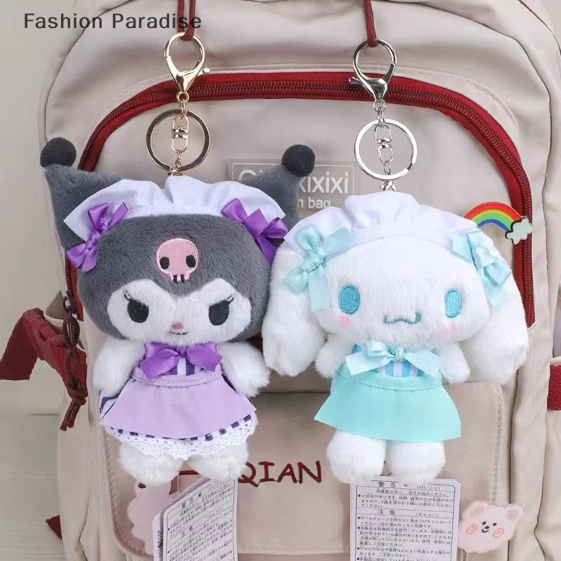 [chenyoubing] Lolita Sanrio ของเล่นตุ๊กตาชุดแม่บ้าน Hello Kitty Kuromi Cinnamoroll Melody จี้ตุ๊กตาตุ๊กตาพวงกุญแจรถพวงกุญแจกระเป๋า Decor Boutique