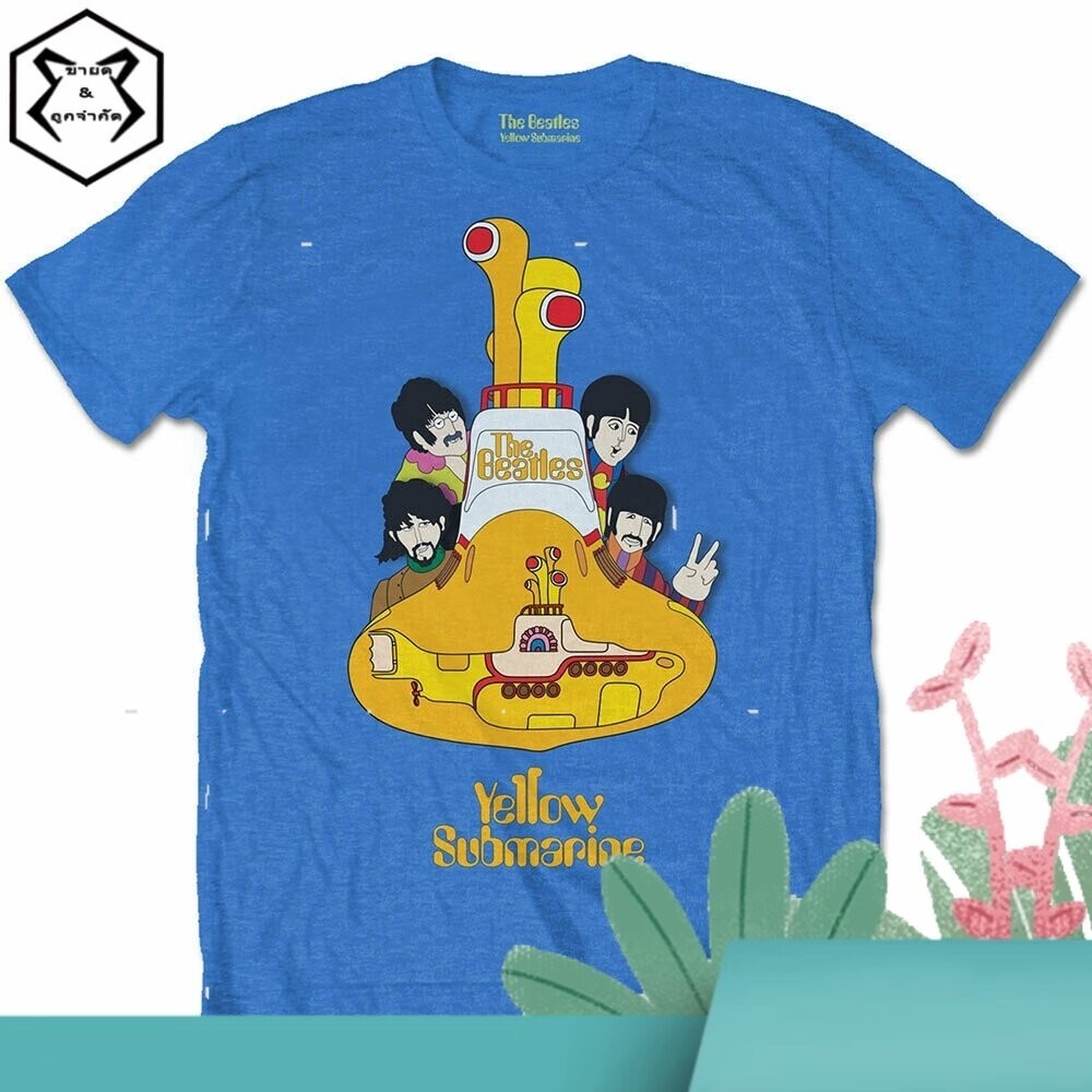 เสื้อยืดวงดนตรี sale Men's Short Sleeve The Beatles Yellow Submarine Sub T-Shirt New Summer Cal Loos