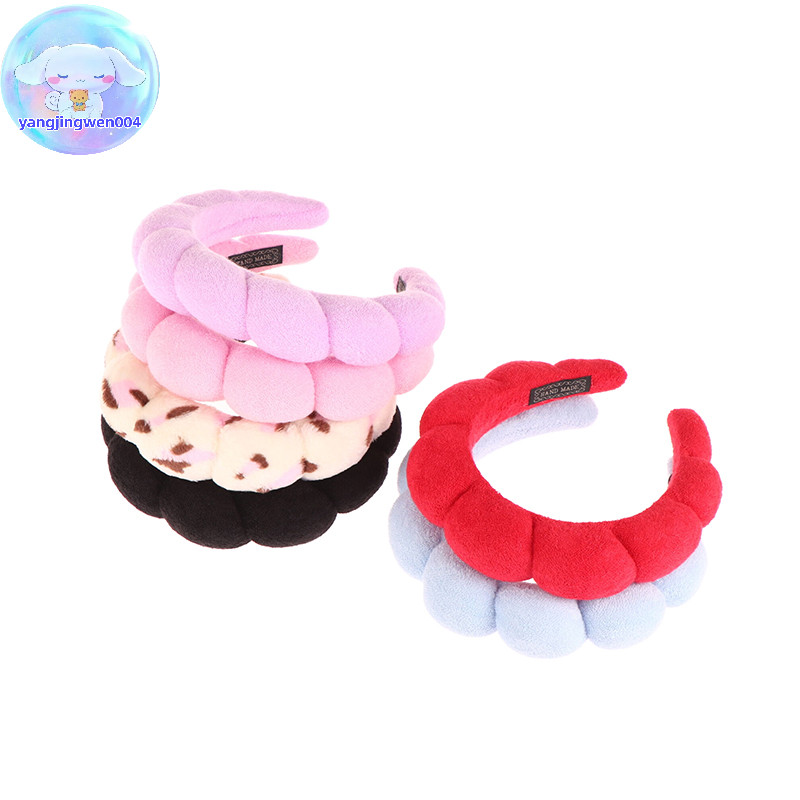 Yangwen Cloud ฟองน้ําล้างหน้า Puffy Retro ผมจัดแต่งทรงผมผู้หญิง Fixed Bangs เครื่องมือความงามแต่งหน้าผม Hoops Headwear .