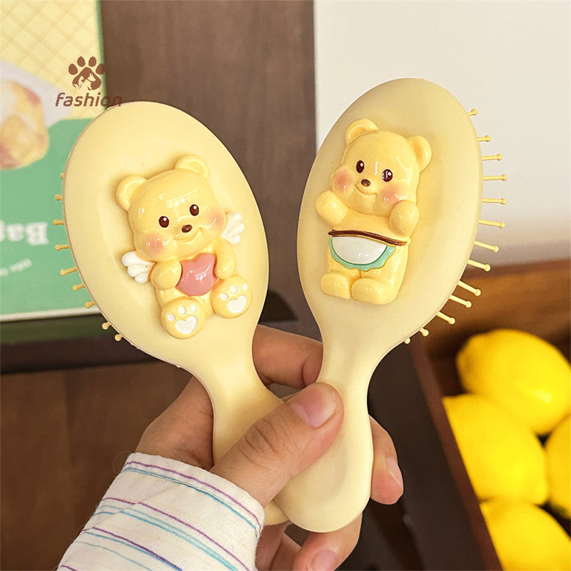 [แฟชั่น] น่ารักเนยหมีพับนวดศีรษะหวีการ์ตูนแบบพกพาถุงลมนิรภัยหวีผมแปรงผมพับนวดหวีเครื่องมือจัดแต่งทรงผม {ไทย}