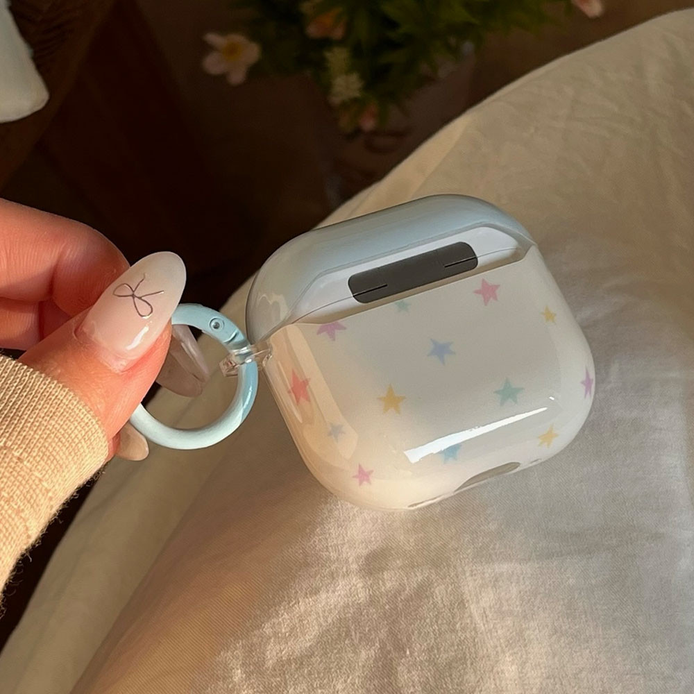 ดาวที่มีสีสันสีฟ้านุ่ม ทีพียู หูฟังกรณีสําหรับ แอร์พอด 4 3 2 1 มือโปร มือโปร2 กันกระแทกพร้อมตะขอสําหรับ แอร์พอด 4ชาร์จกรณีปก - รูปที่ 3