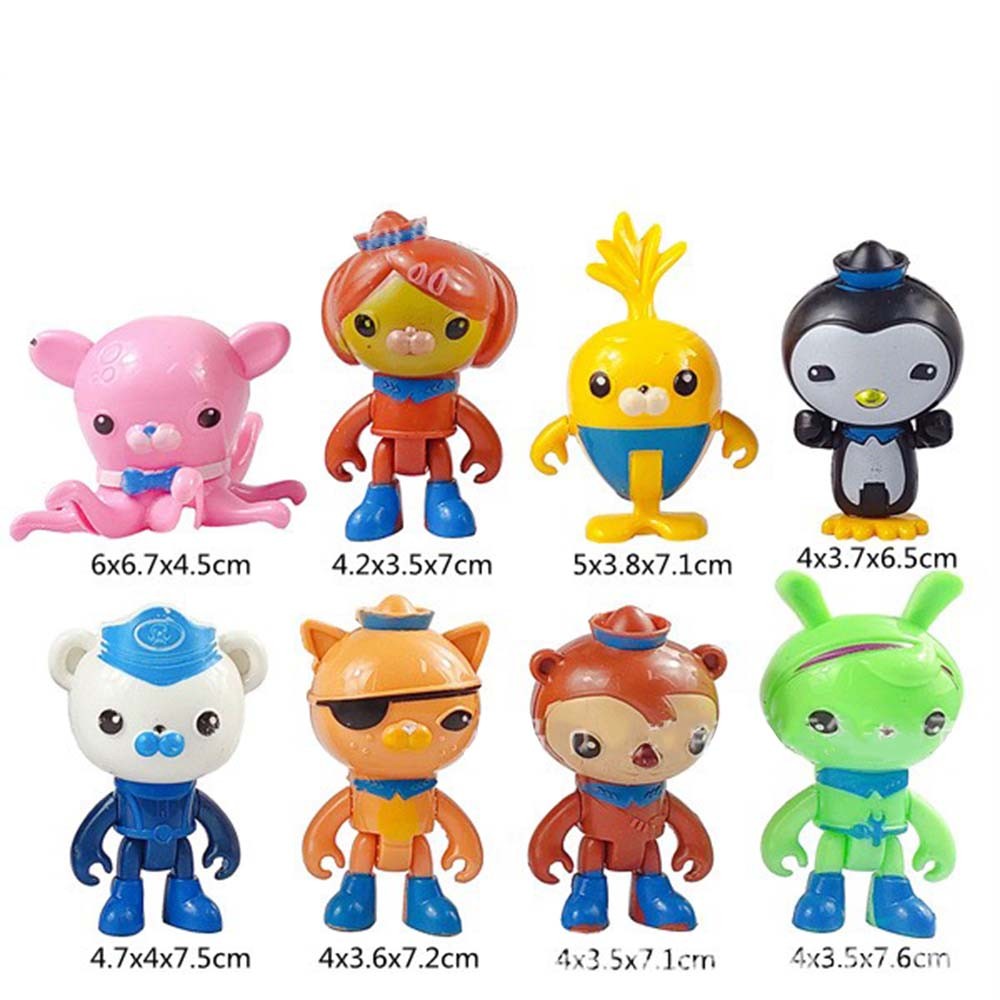 8pcs Underwater Squad Cake Toppers, Ocean-Themed Party Decorations for Birthdays & Celebrations