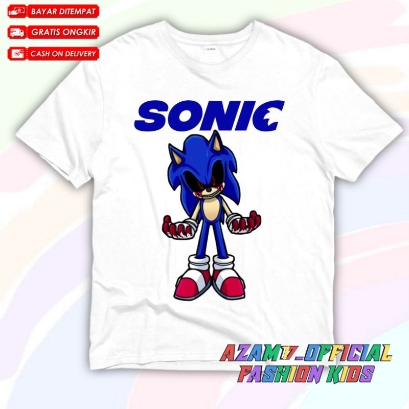 Hot sales👕 เสื้อยืดเด็กชื่อ Sonic Exe เสื้อยืดเด็ก Sonic Exe The Hedgehog ใหม่ล่าสุด 100-150