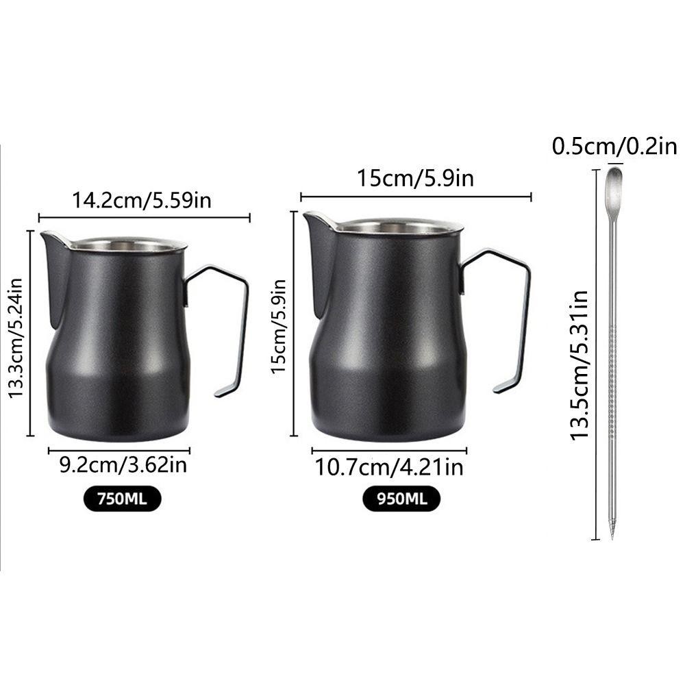 Needway เหยือกตีฟองนม, เครื่องชั่งใส 304 ถ้วยตีฟองนมสแตนเลส, Perfect No-drip Easy-to-Clean Latte Art ปากกาเอสเปรสโซนึ่งเหยือกร้านอาหาร - รูปที่ 2