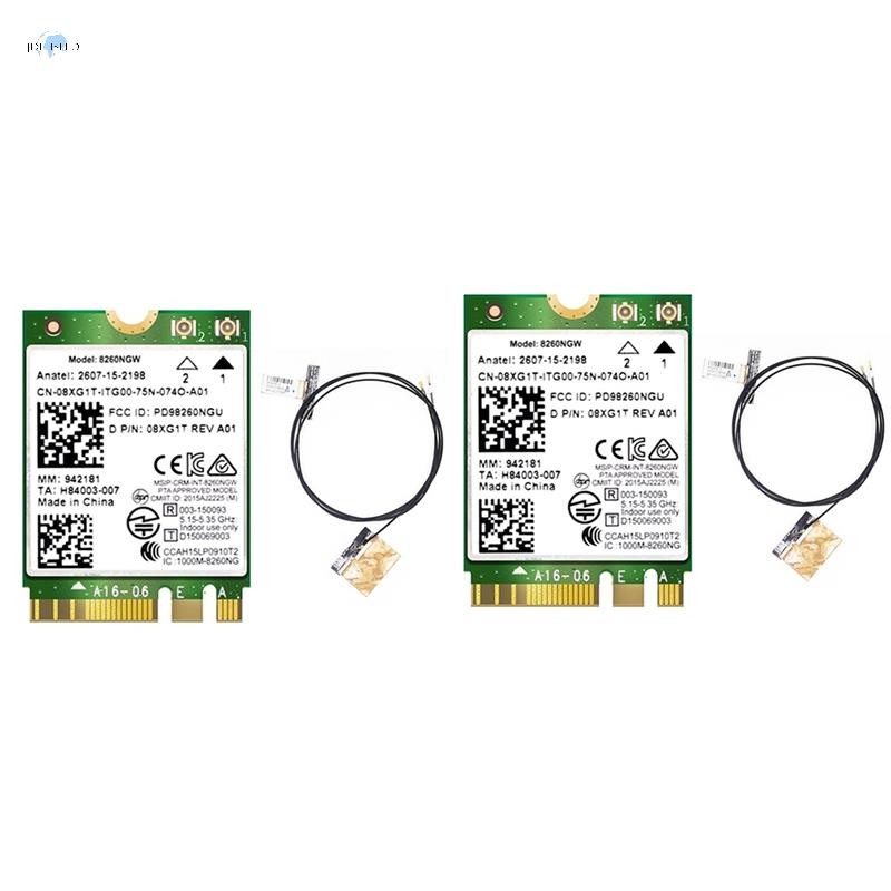 2pcs 8260 8260NGW WiFi การ์ด + เสาอากาศ 2.4G/5 Ghz 867M บลูทูธ 4.2 NGFF M.2 WiFi ไร้สายโมดูลการ์ดสํา