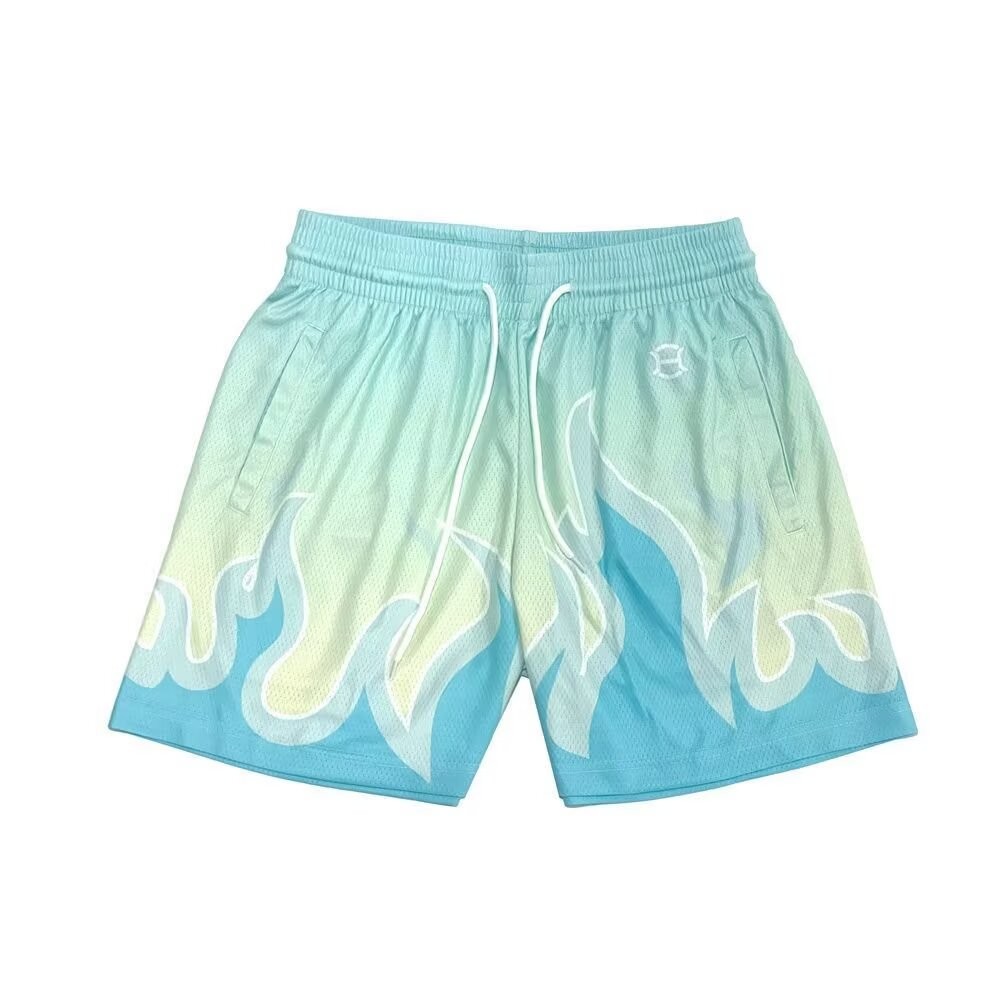 แบรนด์อินเทรนด์พิมพ์กางเกงขาสั้นอเมริกันชายบาสเกตบอลระบายอากาศแห้งเร็ววิ่งสามจุดกางเกง