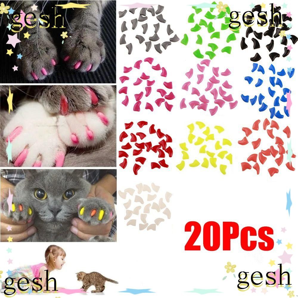 เกช1 ตัวป้องกันเล็บสําหรับสัตว์เลี้ยง, ป้องกันรอยขีดข่วนที่มีสีสันแมวเล็บนุ่ม, ซิลิโคนอุปกรณ์ตัดแต่งขนแมว