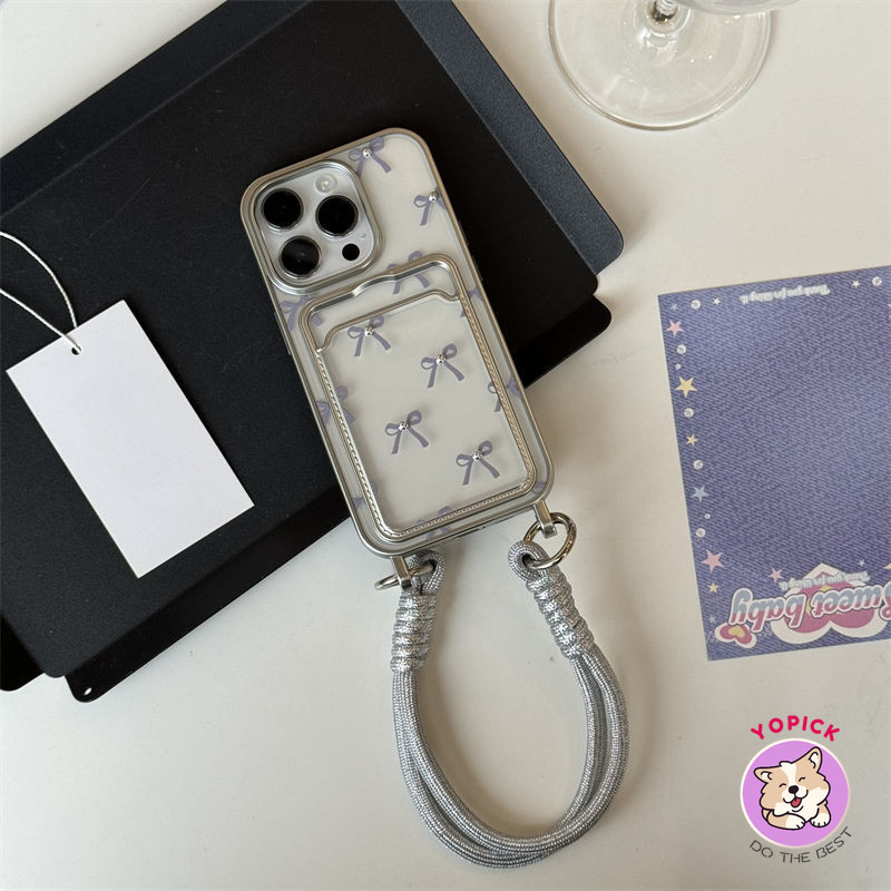 โบว์สีม่วง สําหรับโทรศัพท์ 16 15promax เคสโทรศัพท์ iphone14pro ใหม่ 13 นิ่ม 12 ไฟฟ้า 11 หญิงพร้อมเครือข่ายเชือกเส้นเล็กสีแดง 15 รวมทุกอย่าง DDK