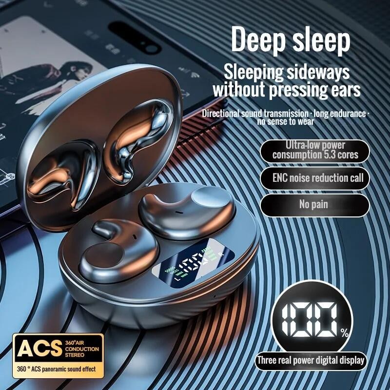 Bonine ใหม่ที่มองไม่เห็น Sleep หูฟังไร้สายบลูทูธ 5.3 หูฟังที่ซ่อนอยู่น้ําหนักเบากันน้ําหูฟังควบคุมแบ