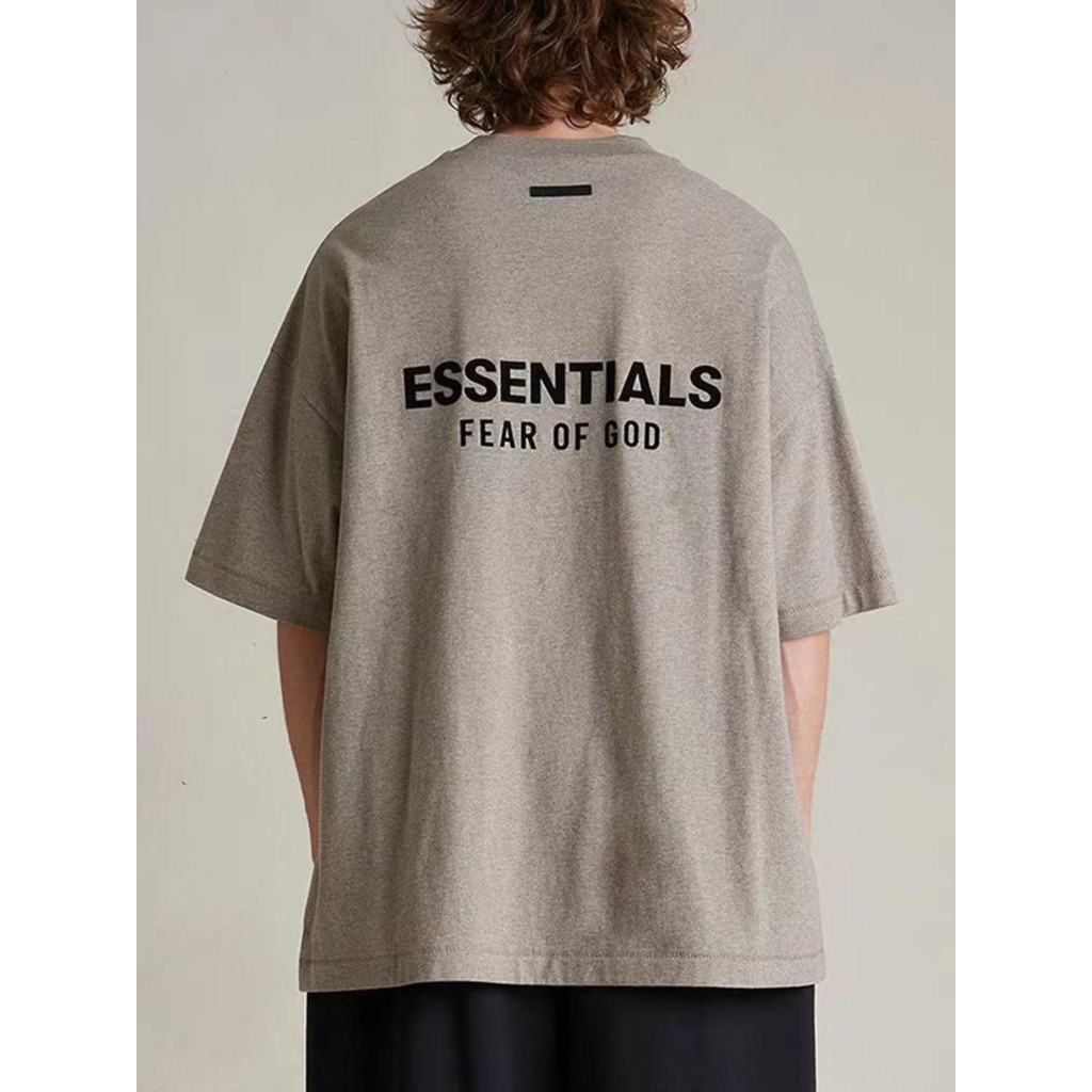 Fog BEE ESSENTIALS ผ้าฝ้ายแท้ high street heavyweight เสื้อยืดแขนสั้นหลวมสําหรับผู้ชายและผู้หญิงฤดูร้อนซิลิโคน